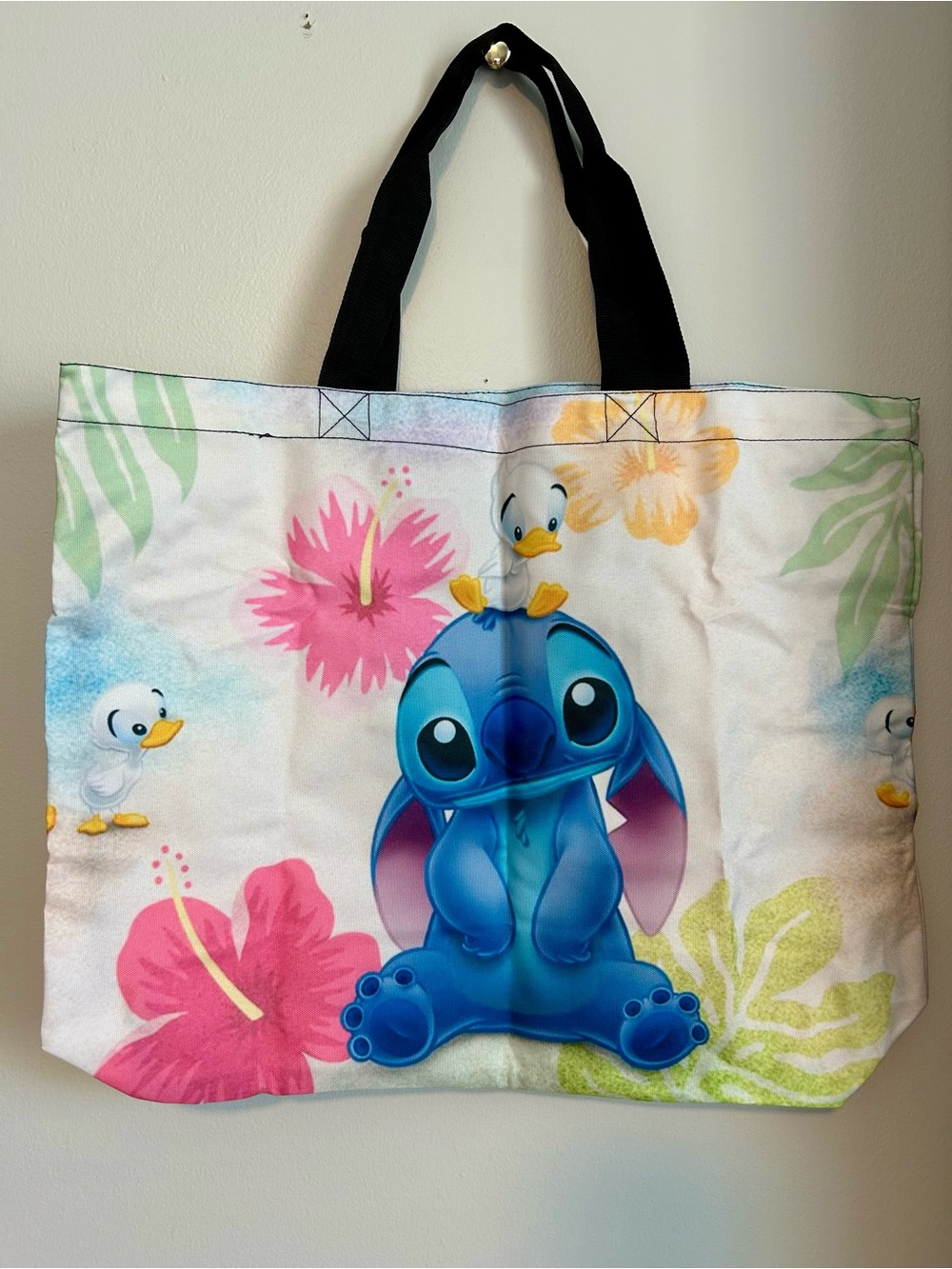 Extra Large, heavy duty canvas Stitch Tropical Print Tote Bag